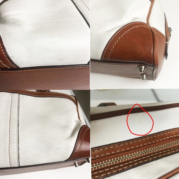 Coach Hampton Bag Doctors Satchel Shoulder Bag White & Tan Leather Style F11198 - Picture 8 of 8